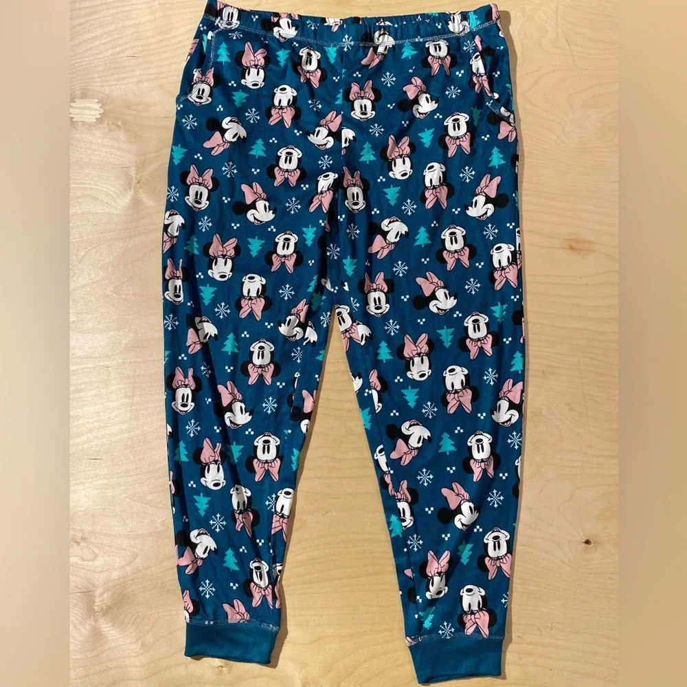 Disney Pajama Bottoms - Blue with Pink and White Minnie XL (16-18) (OQ)